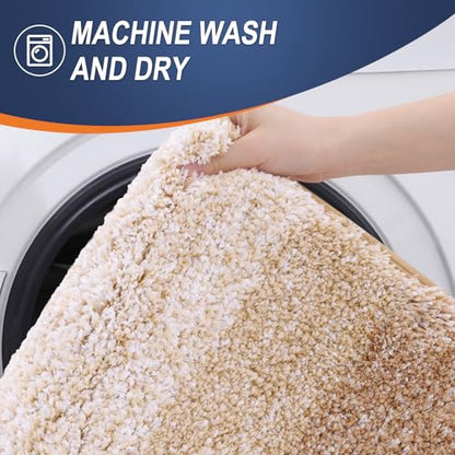 OLANLY Small Bathroom Rugs 24x16, Extra Soft Absorbent Microfiber Bath Rugs - color: Beige, size: 24" X 16"