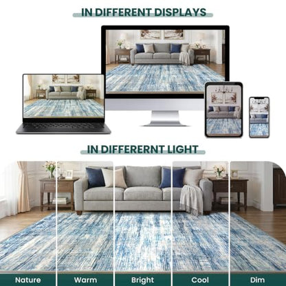 KOZYFLY Modern Kitchen Runner Rug 2x5 Washable Rug Runner Blue Beige - color: Blue Beige, size: 2' x 5' (Runner)