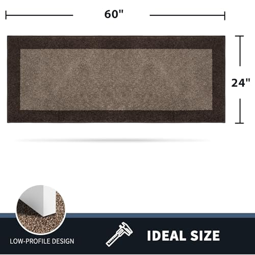 PURRUGS Hallway Runner Rug, 24" x 60", Grayish Brown & Coffee - color: Grayish Brown & Coffee, size: 24" X 60"