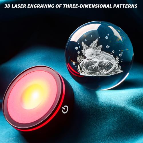 Axolotl Crystal Ball Night Light, 3.15 Inch with LED Base - color: Axolotl