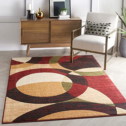 Well Woven Dulcet Bingo Red Modern Geometric Area Rug (5'3" x 7'3") - color: Red, size: 5'3" x 7'3" (Rectangular)