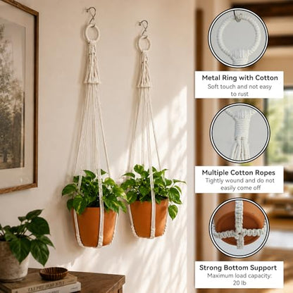 Artilady Macrame Hanging Planters Indoor Plant Hanger, Ivory White - color: White C