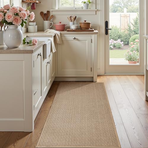 AIMPEAK Kitchen Rugs Non Slip Washable 17.3x30, Cushioned Rugs for Kitchen Floor, Absorbent Runner Rug Mats with Rubber Backing for Kitchen, Hallway, Bathroom, Bedroom, Office, Home Beige, 17.3"x30" - color: Beige, size: 17.3"x30"