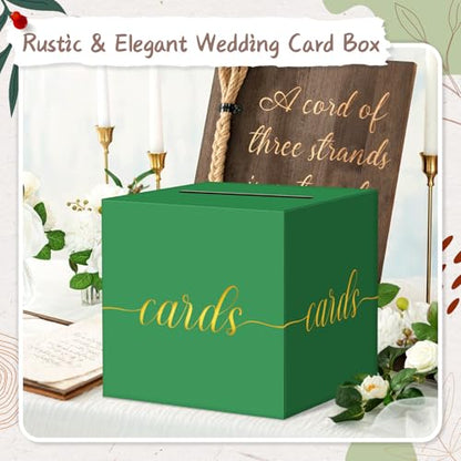 Elegant Green Graduation Card Box, Gold Foil Gift Card Box for Party - color: Z06 Green and Gold Foil