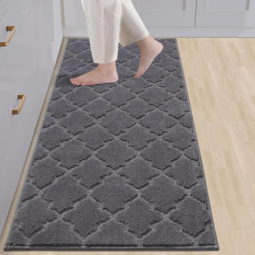 COSY HOMEER Kitchen Rugs Non Slip Washable 24"x60",Dark Grey - color: Dark Grey, size: 24"X 60"
