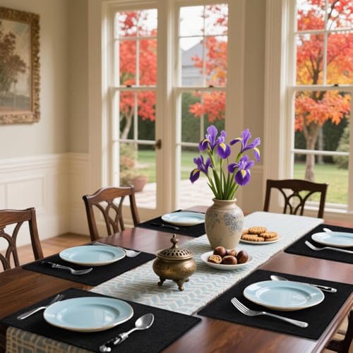 Homaxy Cloths Placemats for Dining Table Set of 4, 13" x 19", Black - color: Black, size: Placemats Set of 4