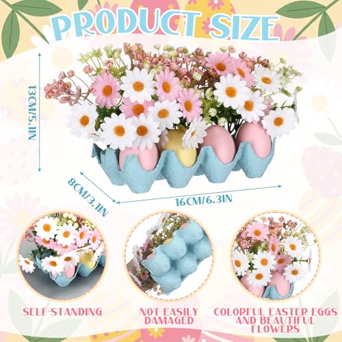 Easter Table Decoration with Egg Artificial Flowers Pastel Easter Egg Spring Centerpiece for Dining Living Room Farmhouse Table Decoration Indoor for Home Office