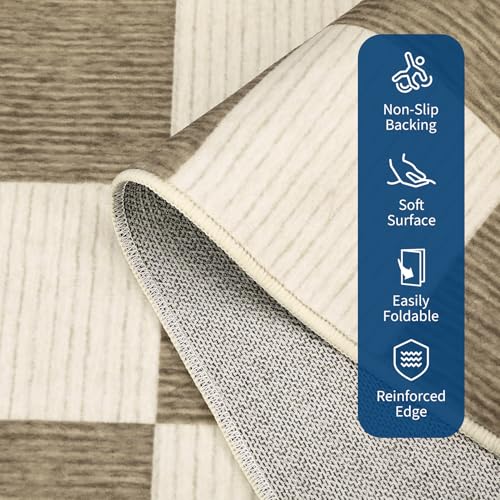 Garvee Modern Rug 5x7 Area Rugs for Living Room Washable Rugs, Beige - color: Checkered - Beige, size: 5' x 7' (Rectangular)