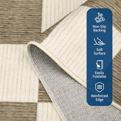 Garvee Large Rugs for Living Room 10x13 Modern Rug Washable Rugs, Beige - color: Checkered - Beige, size: 10' x 13' (Rectangular)