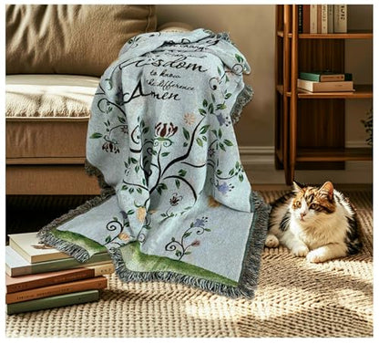 God Grant Me The Serenity Prayer Chenille Tapestry Throw Blanket - color: The Serenity Prayer