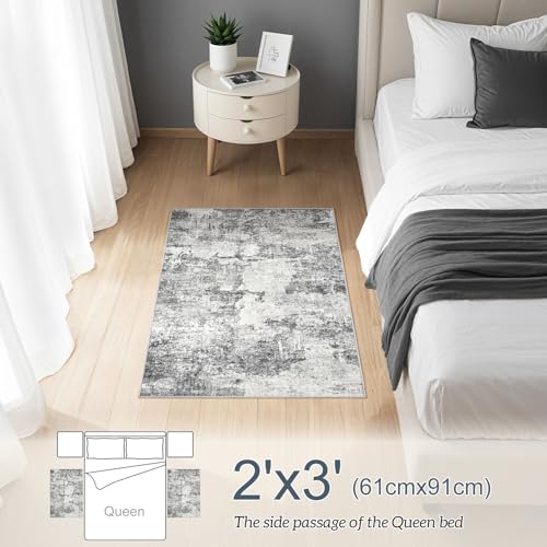 DMOYEST 2x3 Small Area Rug Washable Entryway Rugs Abstract Carpet - color: Grey, size: 2' x 3' (Rectangular)