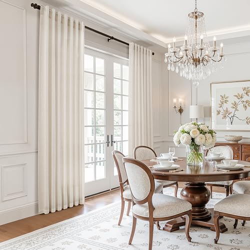 BOODII Linen Curtains 84 Inch Long for Living Room Beige 2 Panels - color: Beige, size: 52"W x 84"L (Pack of 2)