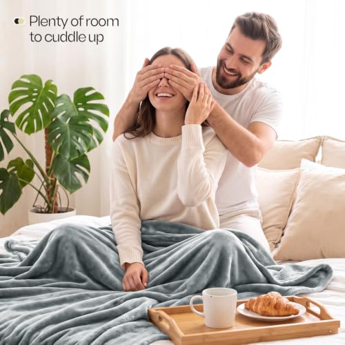 Soft Fleece Blanket for Bed King Size Cool Grey (90x102 Inch) - color: Cool Grey, size: King (90x102 Inch)