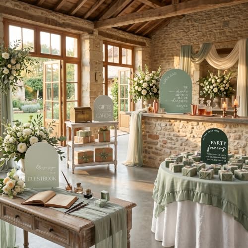 Weysat 4 Pcs Sage Green Acrylic Wedding Signs for Ceremony Reception - color: Sage Green