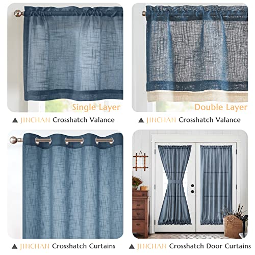 jinchan Kitchen Valance Curtain Double Layers, 50x16, 1 Panel, Blue Gray - color: Double Layer | Blue Gray, size: 50"W x 16"L (Pack of 1)