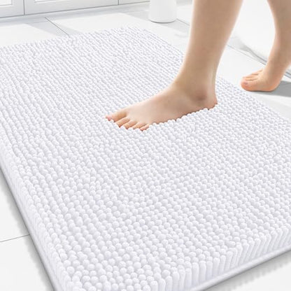 Arotive Bathroom Rugs 30x20, Soft Absorbent Shaggy Chenille Bath Rugs - color: White, size: 30" X 20"