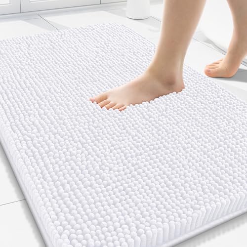Arotive Bathroom Rugs 30x20, Soft Absorbent Shaggy Chenille Bath Rugs - color: White, size: 30" X 20"