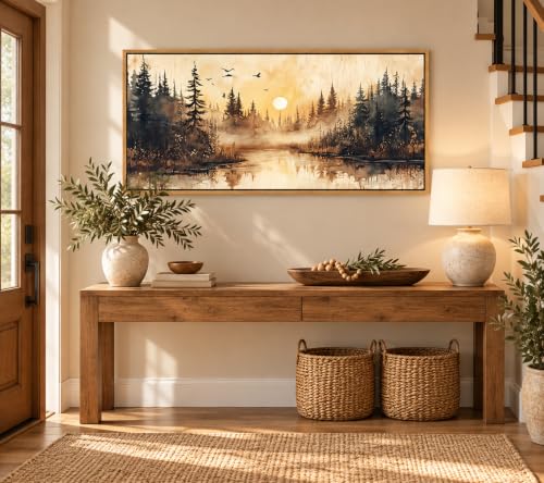 Large Framed Forest Nature Landscape Canvas Wall Art 40x20 in - color: Large Landscape, size: 40"L x 20"W