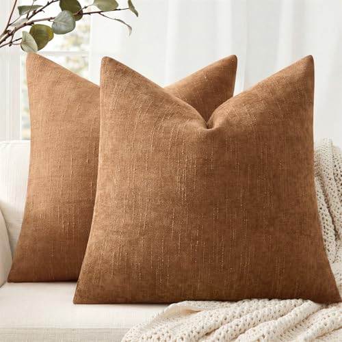ANRODUO Euro Decorative Textured Pillow Covers 24x24 Inch Bronze Pack of 2 - color: Bronze, size: 24" x 24" (Pack of 2)