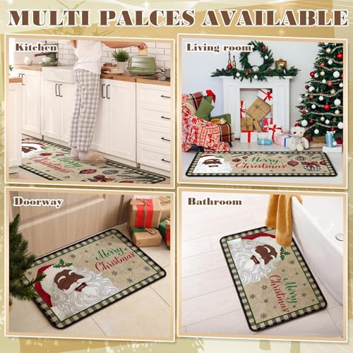 Fourluoo 3 Pcs Christmas Kitchen Rugs and Mats Set Black Santa - color: Santa
