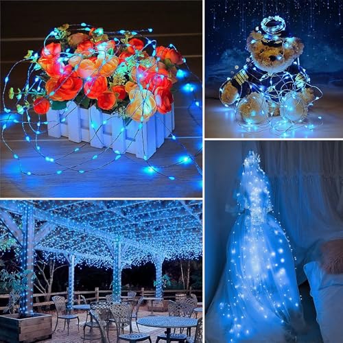 Twinkle Fairy Lights 8 Modes with Remote and Timer 33ft 100LED - color: Blue, size: 1 Pack