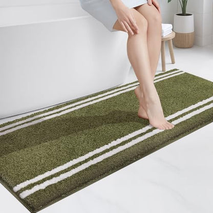 PURRUGS Bathroom Runner Rug, Bath Mat, 24" x 60", Olive Green - color: Olive Green, size: 24" X 60"