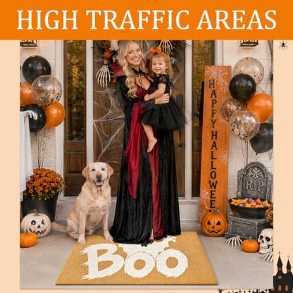 Halloween Welcome Mat Ghost Boo Non-Slip Front Door Mat, 17x29 in - color: Ghost Boo