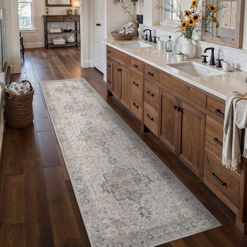 BESBLEE 2'6"x10' Washable Runner Rug Non Slip for Hallway Light Taupe Brown - color: Light Taupe Brown, size: 2'6" x 10' (Runner)