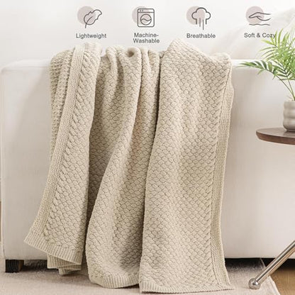 Whale Flotilla Summer Chunky Chenille Knit Throw Blanket for Couch Bed Sofa - color: Camel, size: Throw(50x60 Inch)