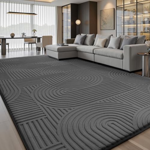 Sour Lemon 6x9 Area Rugs for Living Room Bedroom, Grey Rug Large Carpet - color: Dark Grey, size: 6' x 9' (Rectangular)