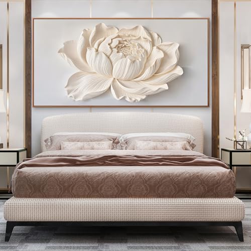 Large Framed Canvas White Flower Wall Art For Living Room 29" X 58" - color: white flower, size: 58"L x 29"W