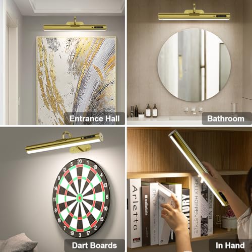 Wireless Rechargeable Picture Light, Battery Operated Art Light - color: Without Motion Sensor Antique Brass