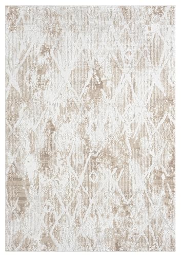 5x7 Beige Modern Geometric Area Rug for Living Room, Bedroom - color: 1003 - Beige, size: 5' x 7' (Rectangular)