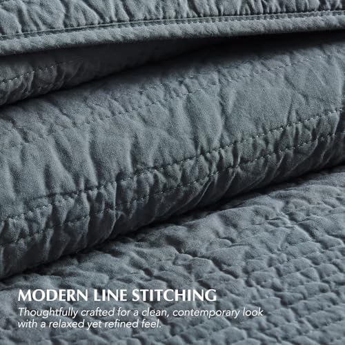 EVERGRACEHOME 100% Cotton Quilt Set Oversized Cal King, Midnight Blue - color: Midnight Blue, size: Oversized Cal King (118" X 102")