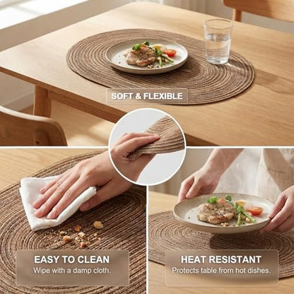 Placemats Set of 8, Woven Oval Braided Dining Table Mats(Brown) - color: Brown, size: 8 pcs