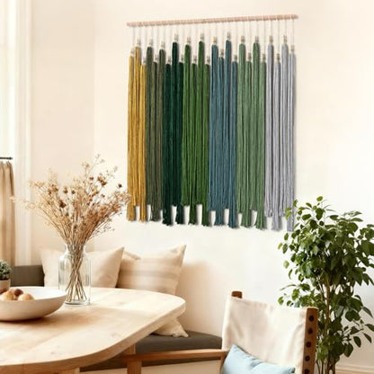 Macrame Wall Hanging Large Boho Home Decor Aesthetic Modern Chic Wall Art - color: Green