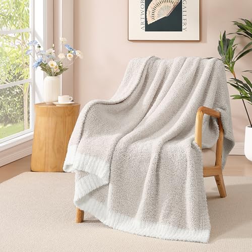 WRENSONGE Soft Throw Blanket for Couch-Cozy Reversible Knitted Blankets - color: Aesthetic Taupe, size: Throw (50"x 60")