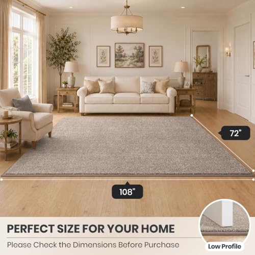 PURRUGS Area Rug, 72" x 108", Taupe - color: Taupe, size: 72 x 108-Inch