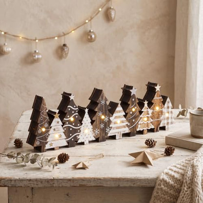Yousoontic Lighted Christmas Tree Decor, Rustic Xmas Table Centerpieces - style: Brown Pine Tree