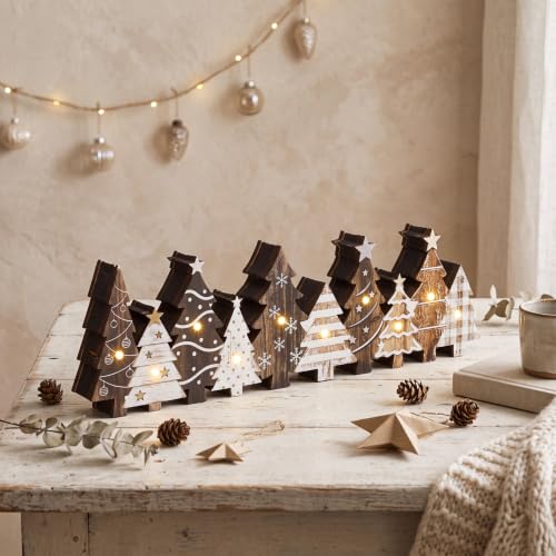 Yousoontic Lighted Christmas Tree Decor, Rustic Xmas Table Centerpieces - style: Brown Pine Tree