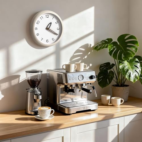 12 Inch Silent Quartz Wall Clock Battery Operated Clock (Off White) - color: Off White
