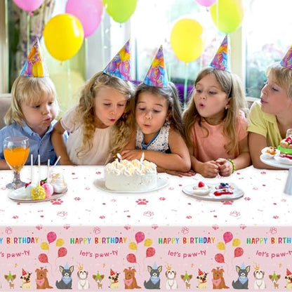 3 Pack Paw Patrol Birthday Decorations Pet Dog Tablecloths Puppy Table Covers Pink Dog Party Supplies Paw Print Table Decor for Girls Kids Lets Pawty Birthday Baby Shower Party Favor 54 x 108 Inch - style: Dog Birthday