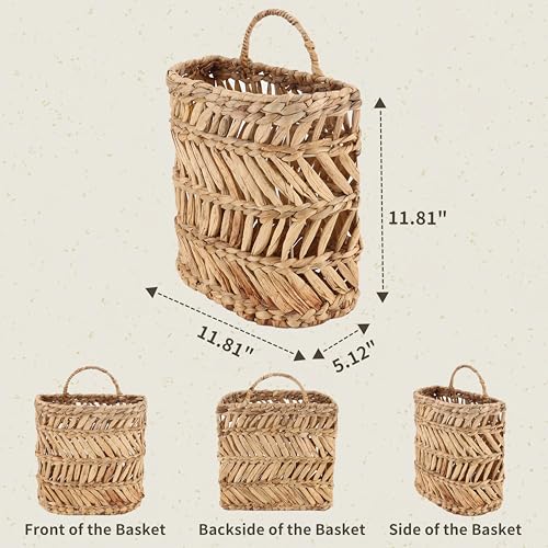 SHCMSADO Wicker Hanging Basket Handmade Woven Hanging Storage Basket Natural Wicker Decorative Baskets for House Garden Wedding Wall Decorations,12*5*12