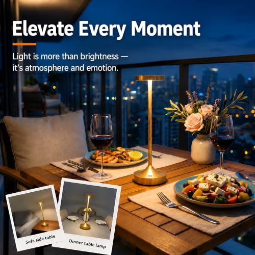 Gold Cordless LED Table Lamps Rechargeable 6000mAh, 72H Runtime, Waterproof - color: Gold