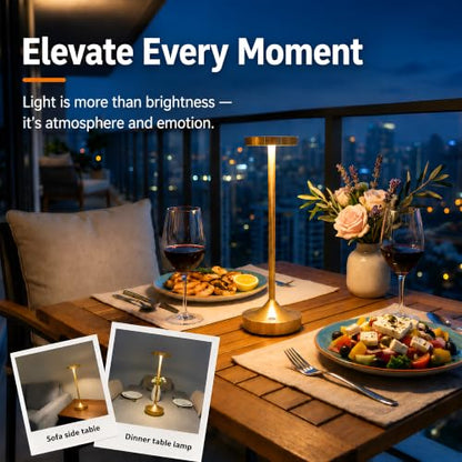 Gold Cordless LED Table Lamps Rechargeable 6000mAh, 72H Runtime, Waterproof - color: Gold