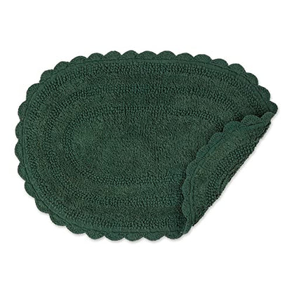DII Crochet Collection Reversible Bath Mat, Small Oval, 17x24, Dark Green - color: Dark Green, size: 1'5" x 2' (Oval)