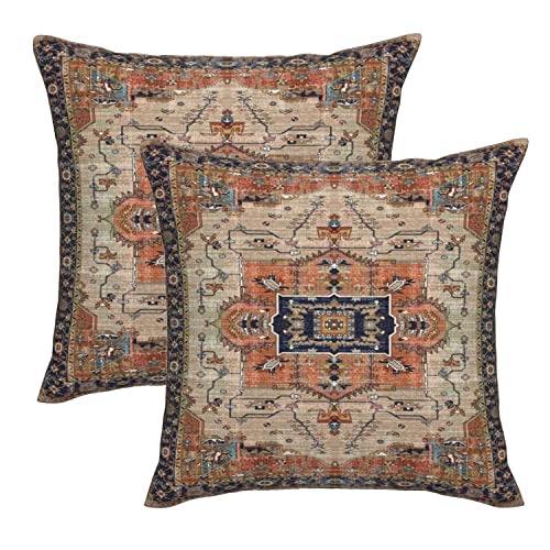 Vintage Terracotta Boho Outdoor Throw Pillow Covers 20x20 Set of 2 - color: Orange Blue, size: 20" x 20" (Pack of 2)