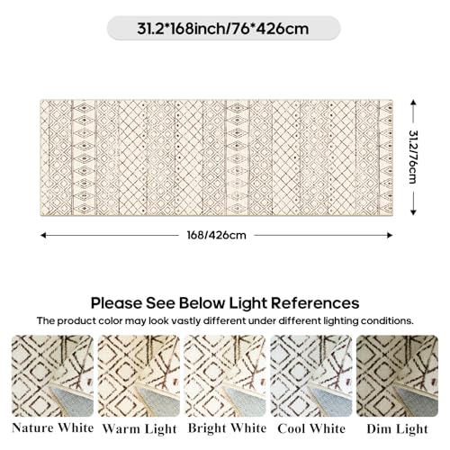 2'6"x14' Hallway Runner Rug Washable: Modern Non Slip Runner Rugs Beige - color: Geo Beige, size: 2'6" x 14' (Rectangular)