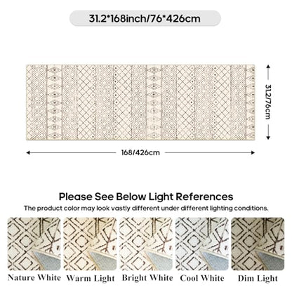 2'6"x14' Hallway Runner Rug Washable: Modern Non Slip Runner Rugs Beige - color: Geo Beige, size: 2'6" x 14' (Rectangular)