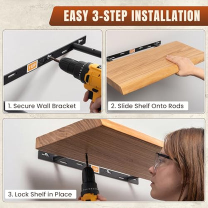 32" Live Edge Floating Shelves, Solid Elm Wood Shelf, Set of 2 - color: Artisan Natural, size: 32 Inch | 2 Pack